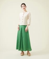 GBLGT53360 Sybilla(シビラ) 平織りリネンフロントタックワイドパンツ グリーン