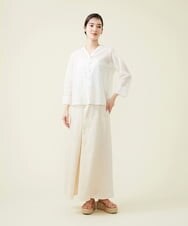 GBLGT53360 Sybilla(シビラ) 平織りリネンフロントタックワイドパンツ アイボリー
