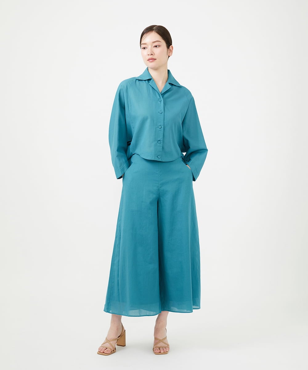 GBLHD04360 Sybilla(シビラ) スカート風クロップドパンツ ブルーグリーン