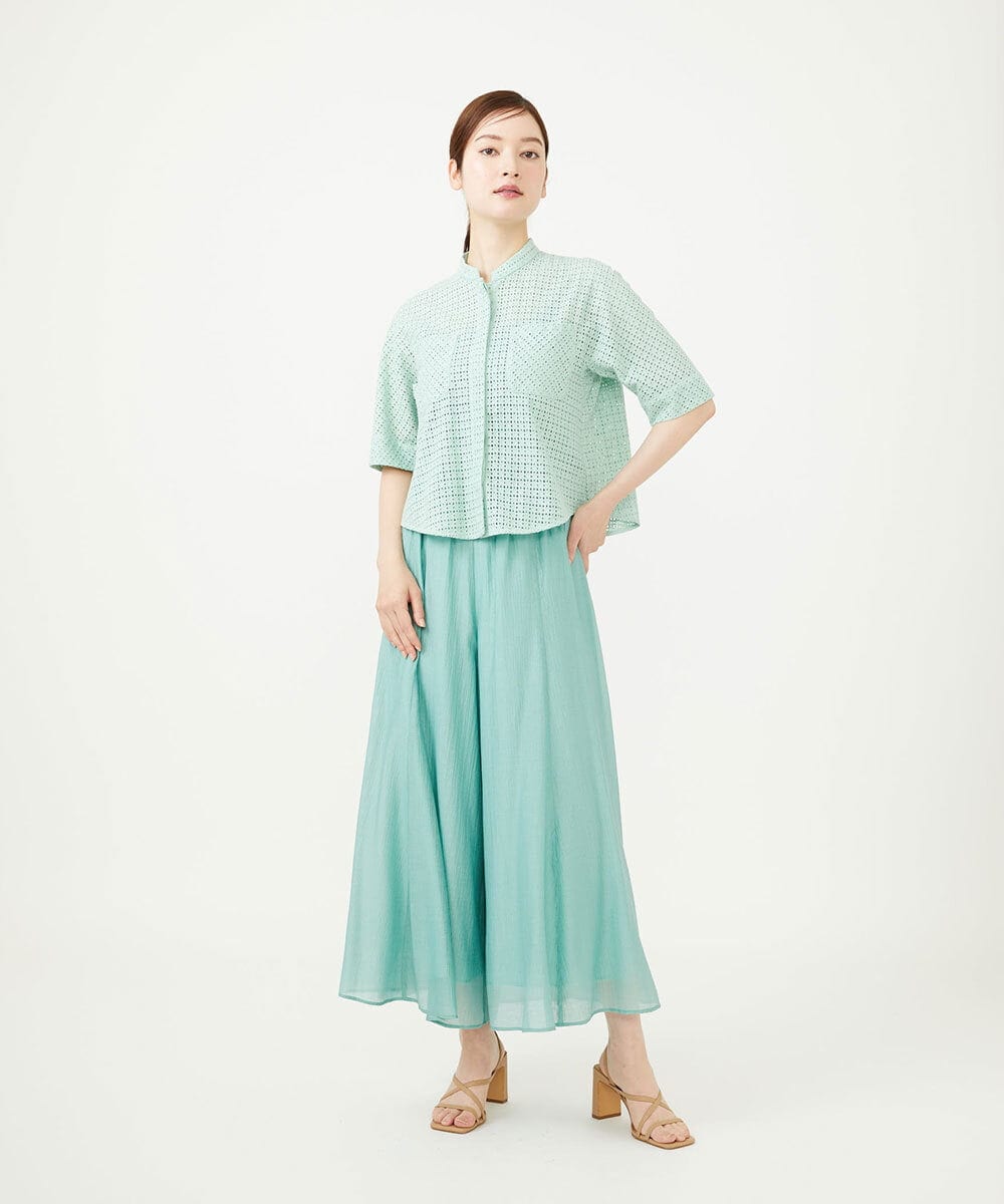 GBLJD42250 Sybilla(シビラ) シアークリンクルフレアパンツ ライトグリーン