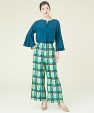 GBLJP09360 Sybilla(シビラ) チェックプリントワイドパンツ ライトブルー