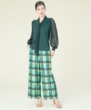 GBLJP09360 Sybilla(シビラ) チェックプリントワイドパンツ ライトブルー
