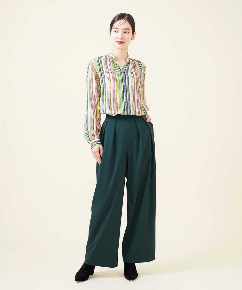 GBLJT32330 Sybilla(シビラ) ストレッチウールタックパンツ グリーン