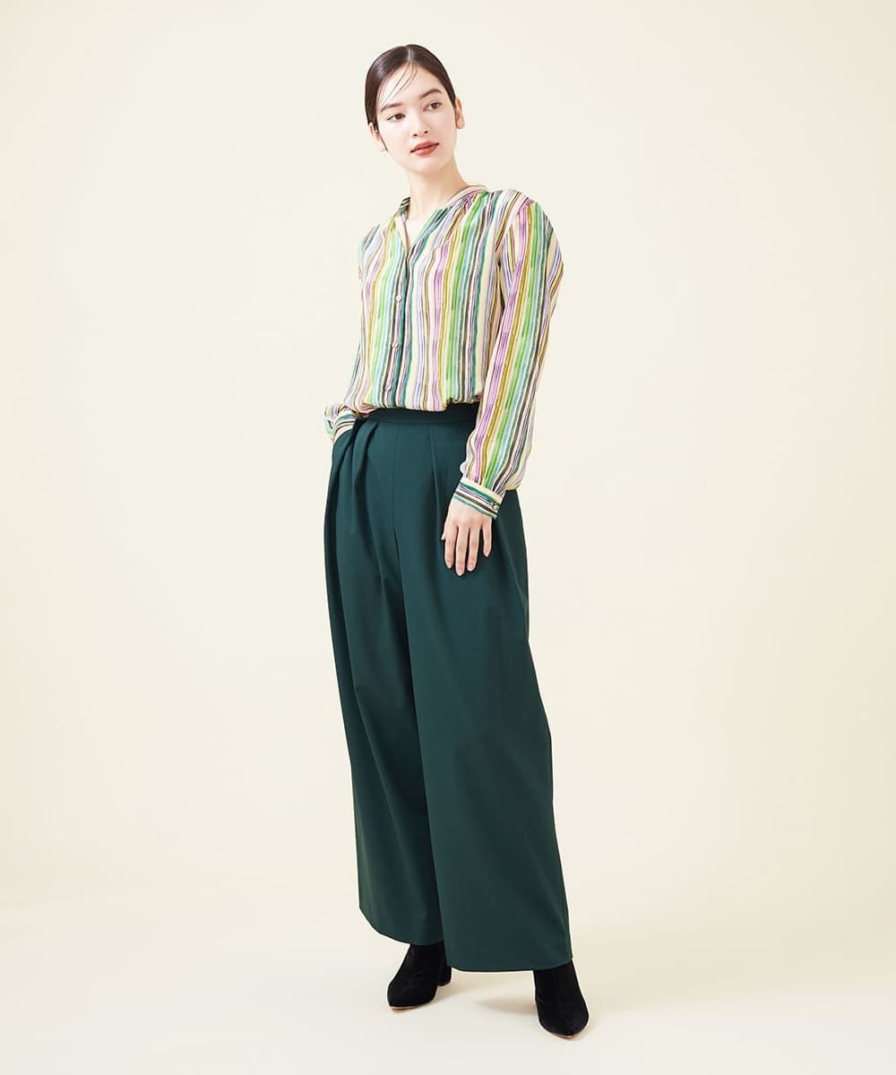 GBLJT32330 Sybilla(シビラ) ストレッチウールタックパンツ グリーン