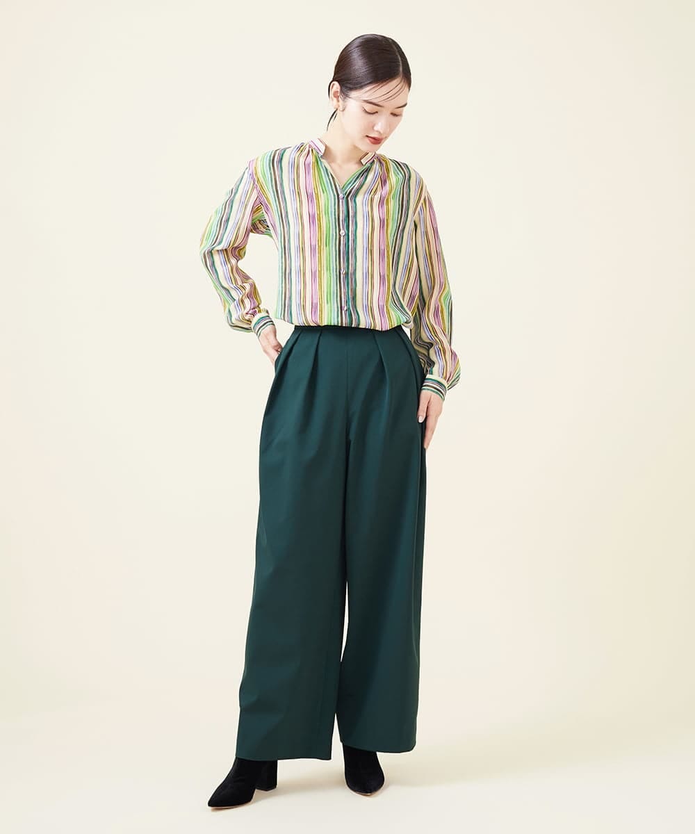 GBLJT32330 Sybilla(シビラ) ストレッチウールタックパンツ グリーン