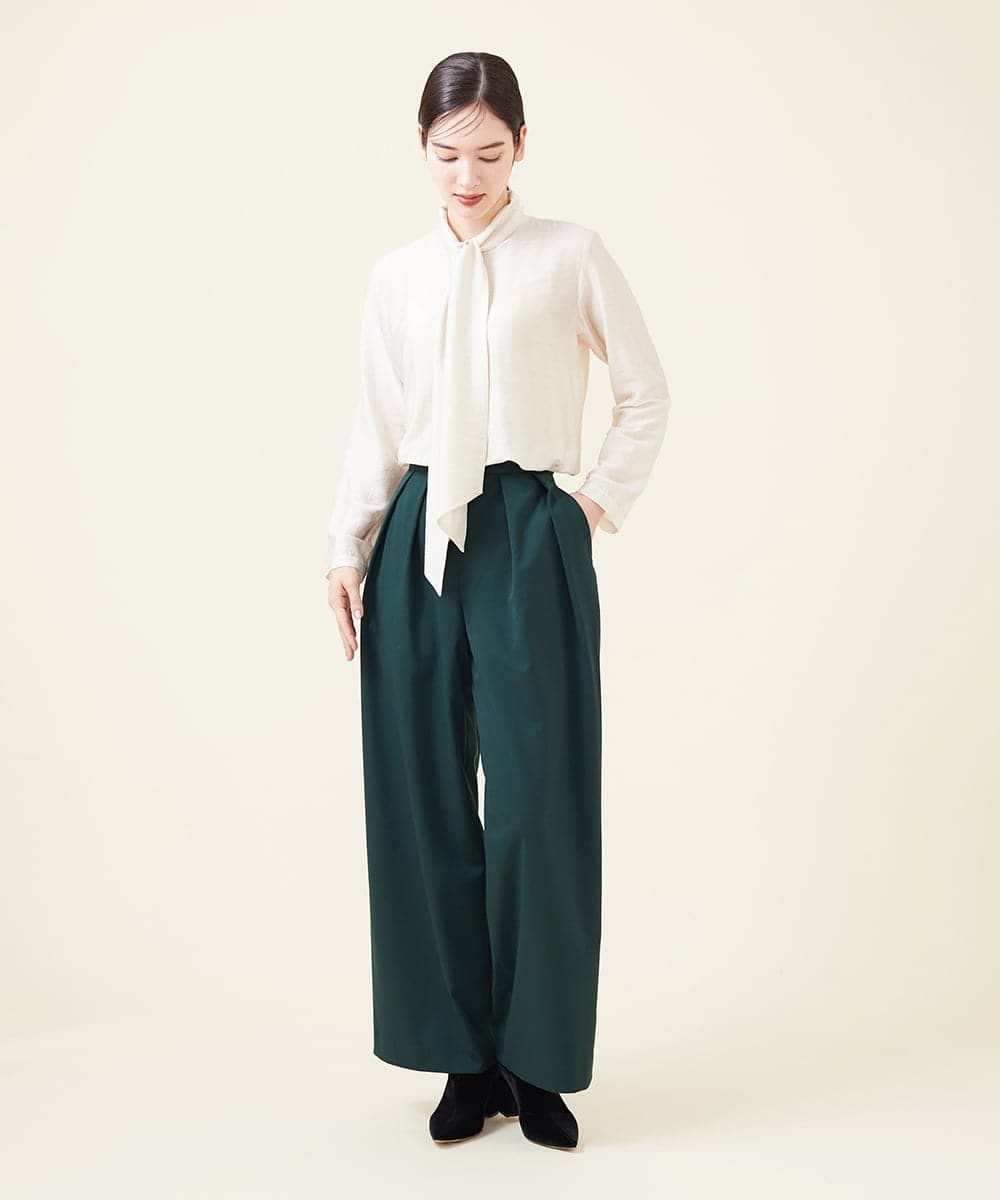 GBLJT32330 Sybilla(シビラ) ストレッチウールタックパンツ グリーン