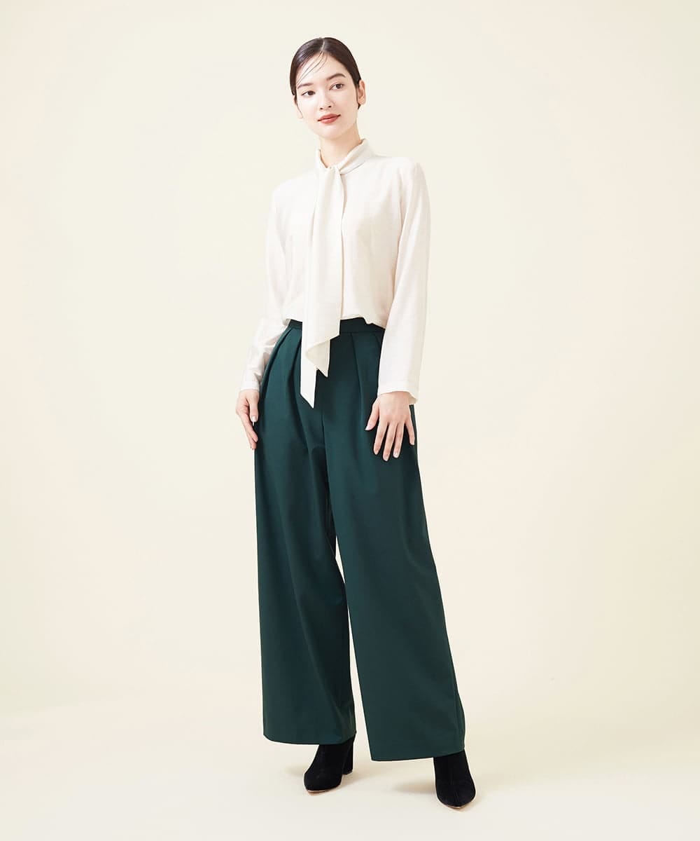 GBLJT32330 Sybilla(シビラ) ストレッチウールタックパンツ グリーン