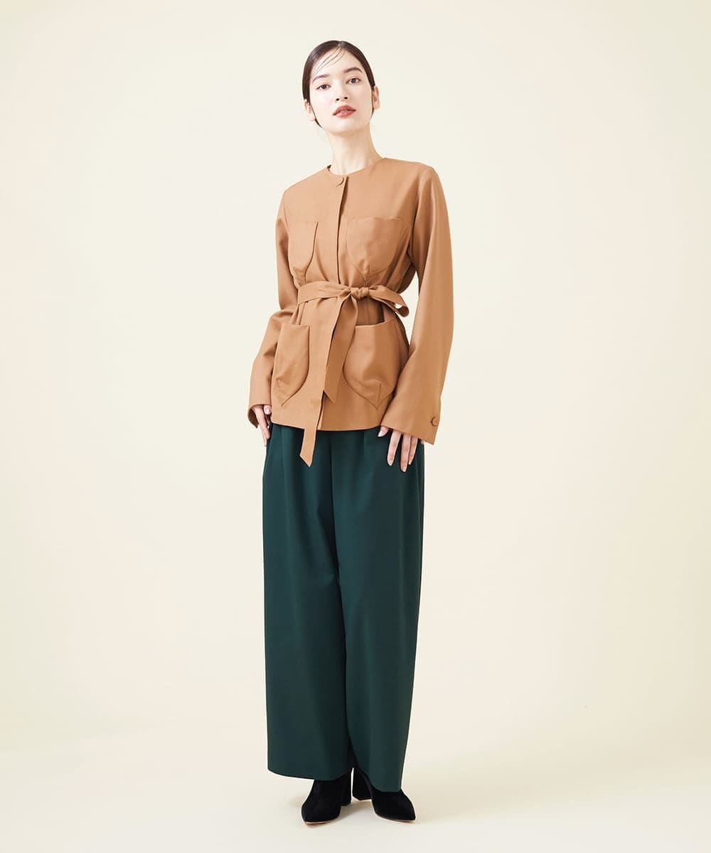 GBLJT32330 Sybilla(シビラ) ストレッチウールタックパンツ グリーン