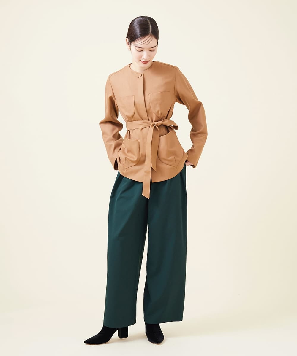 GBLJT32330 Sybilla(シビラ) ストレッチウールタックパンツ グリーン