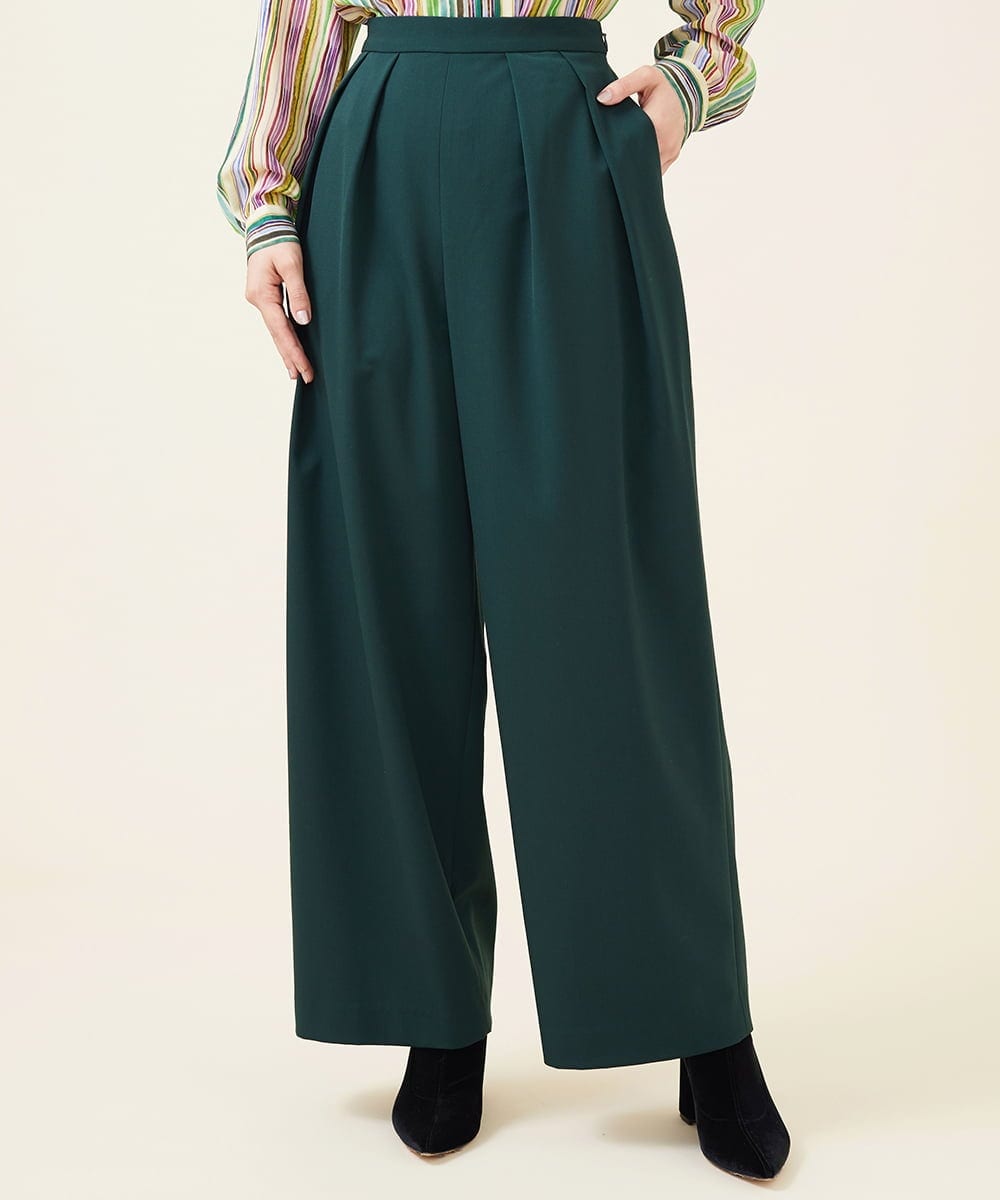 GBLJT32330 Sybilla(シビラ) ストレッチウールタックパンツ グリーン