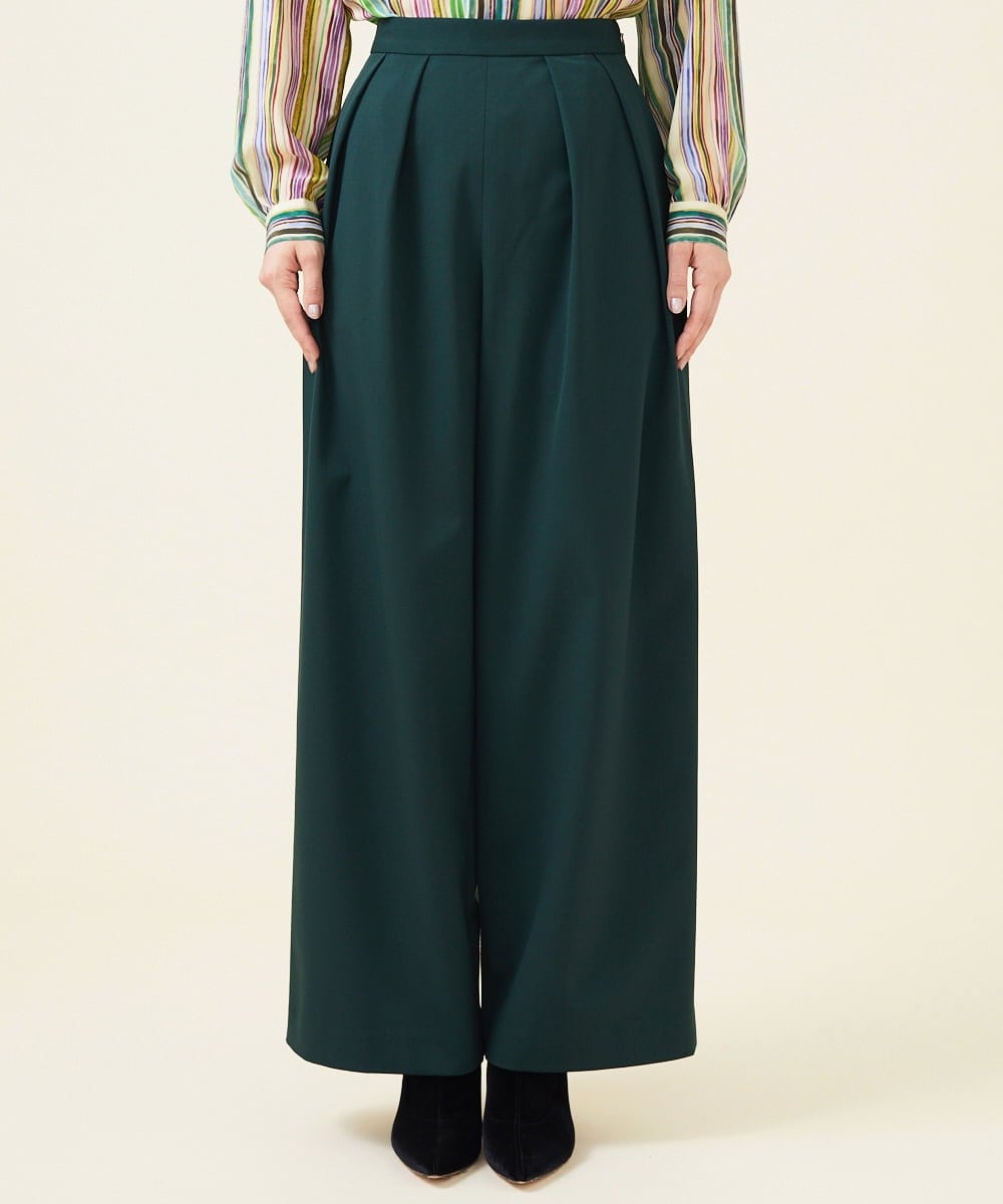 GBLJT32330 Sybilla(シビラ) ストレッチウールタックパンツ グリーン