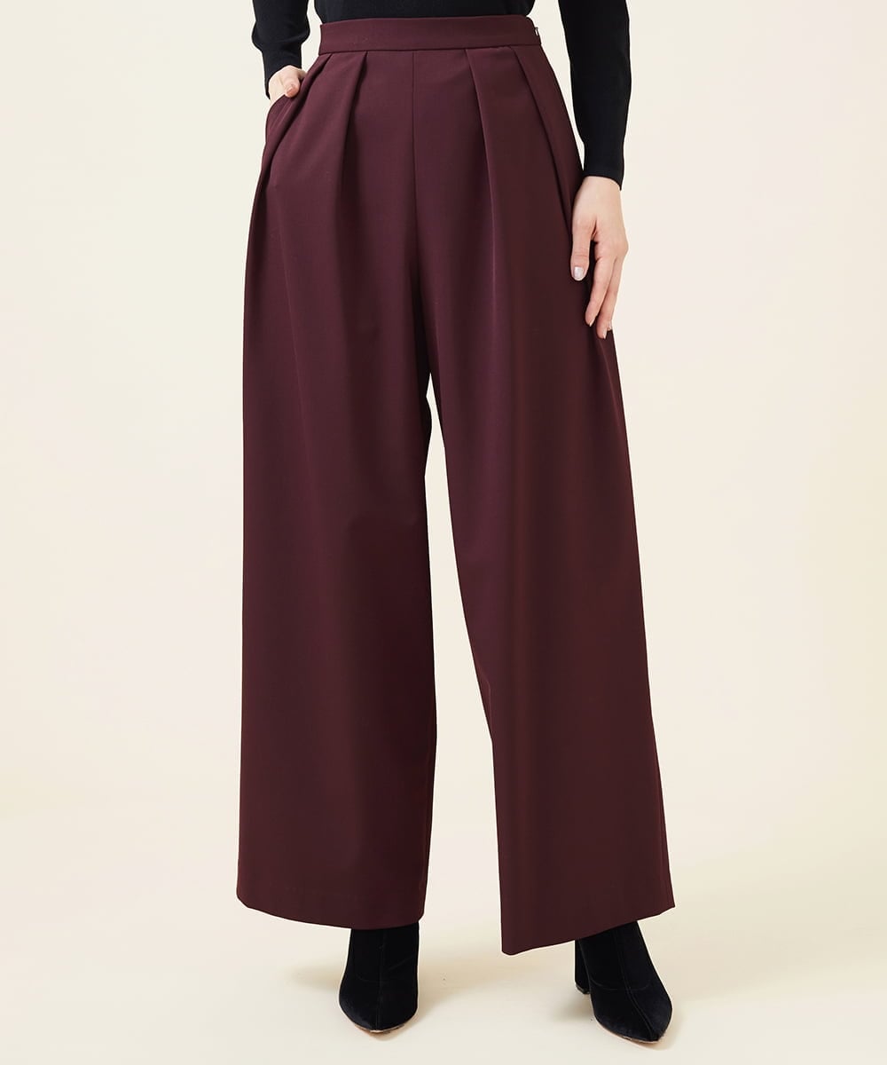 GBLJT32330 Sybilla(シビラ) ストレッチウールタックパンツ ボルドー