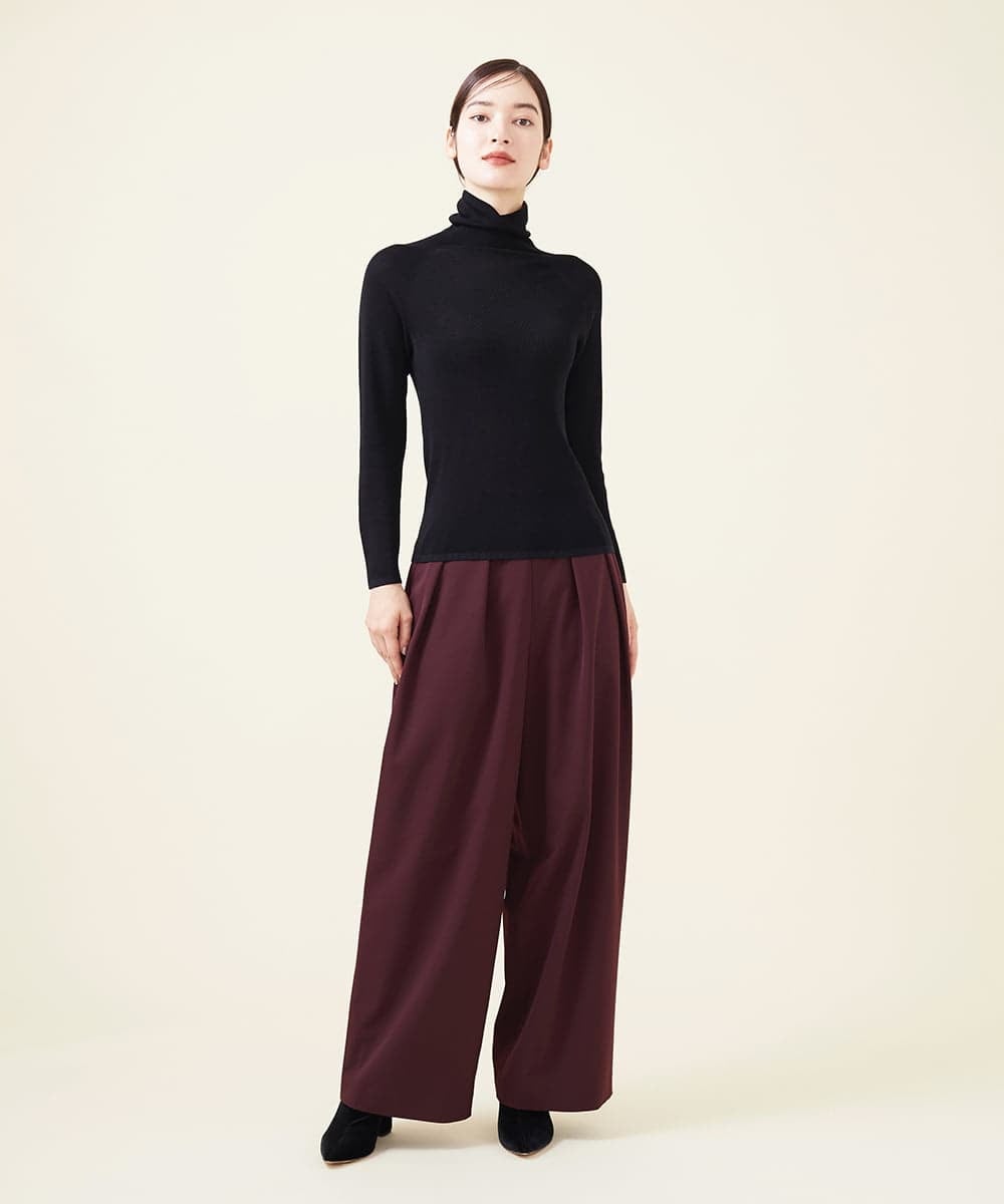 GBLJT32330 Sybilla(シビラ) ストレッチウールタックパンツ ボルドー