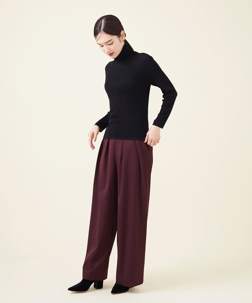 GBLJT32330 Sybilla(シビラ) ストレッチウールタックパンツ ボルドー
