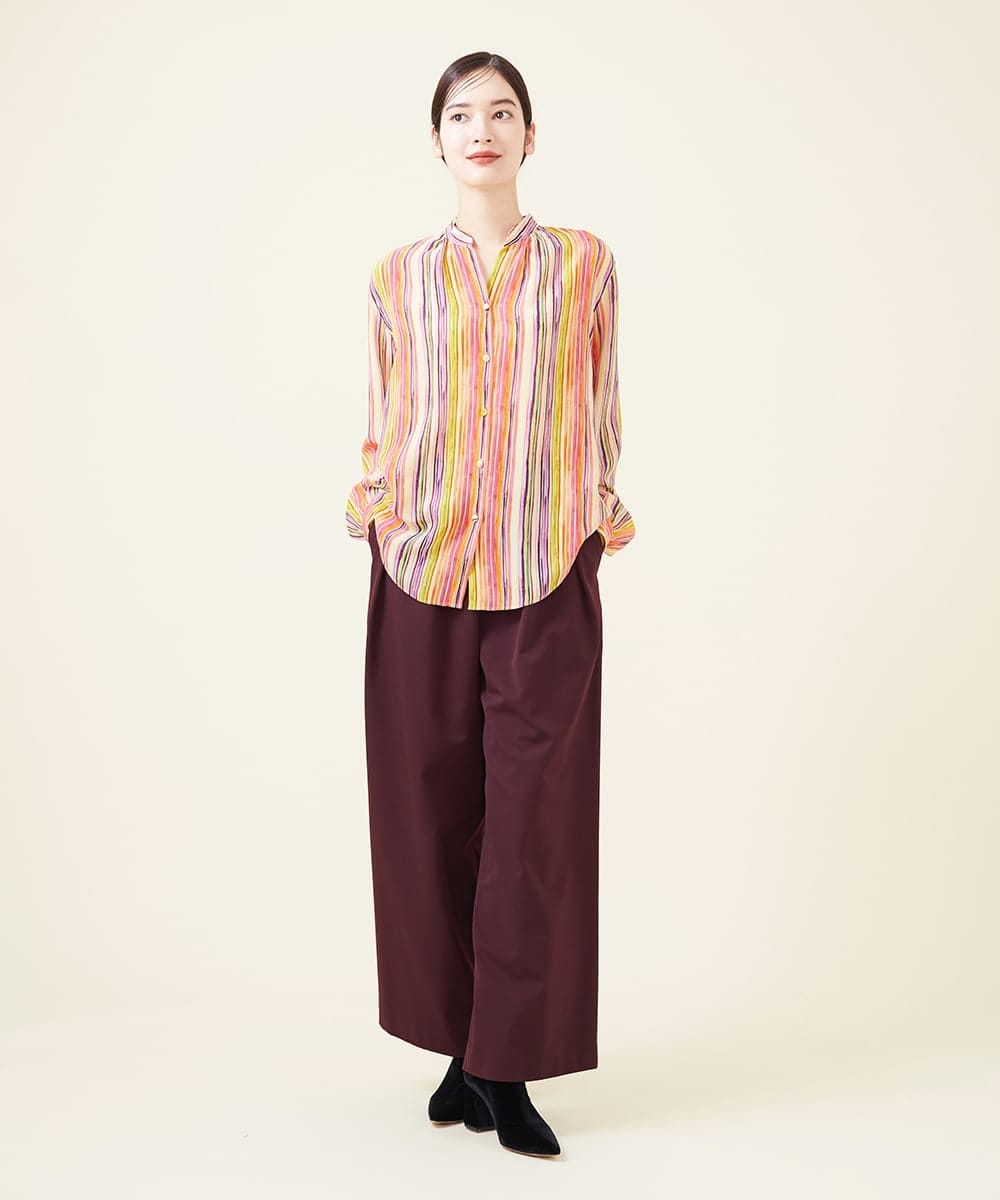 GBLJT32330 Sybilla(シビラ) ストレッチウールタックパンツ ボルドー
