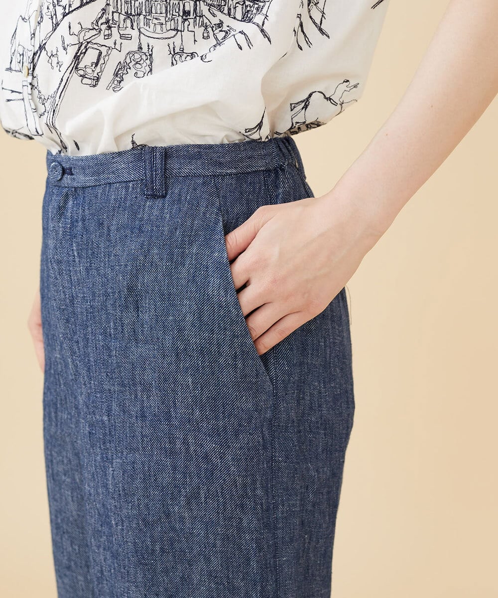 GBLJV09330 Sybilla(シビラ) リネンシャンブレーデニムパンツ ブルー
