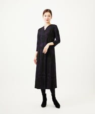 GBPAE31720 Sybilla(シビラ) リーフ柄コード刺繍ジャージードレス ブラック系