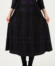 GBPAE31720 Sybilla(シビラ) リーフ柄コード刺繍ジャージードレス ブラック系