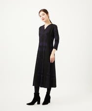 GBPAE31720 Sybilla(シビラ) リーフ柄コード刺繍ジャージードレス ブラック系