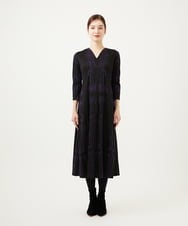 GBPAE31720 Sybilla(シビラ) リーフ柄コード刺繍ジャージードレス ブラック系
