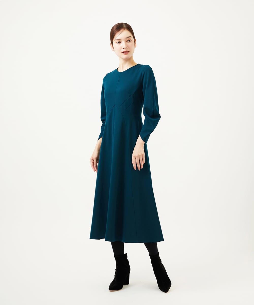 GBPAE32630 Sybilla(シビラ) フォルムスリーブジャージードレス ブルーグリーン