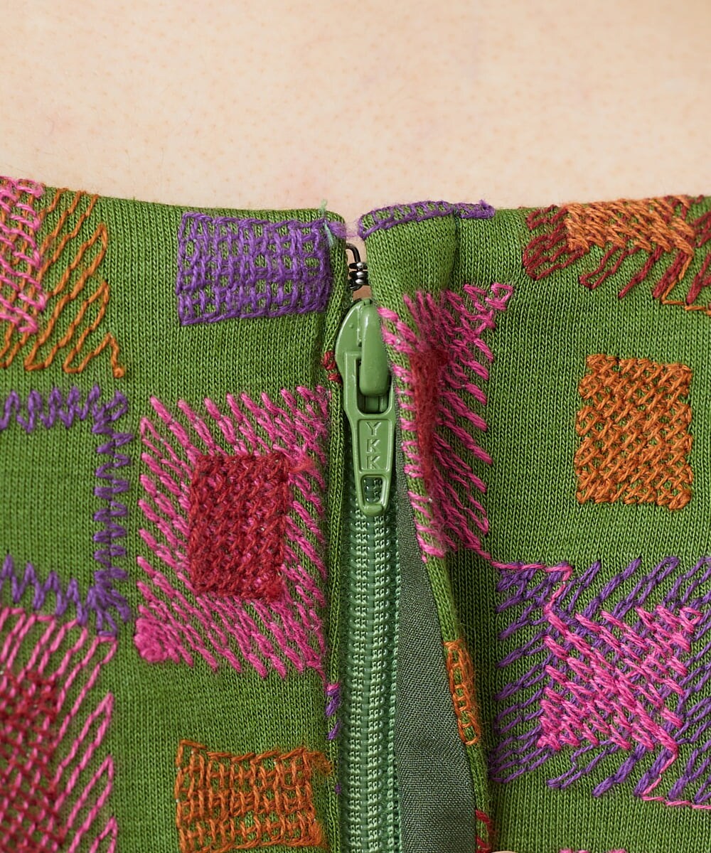 GBPAV73690 Sybilla(シビラ) ジオメトリック刺繍ジャージードレス グリーン