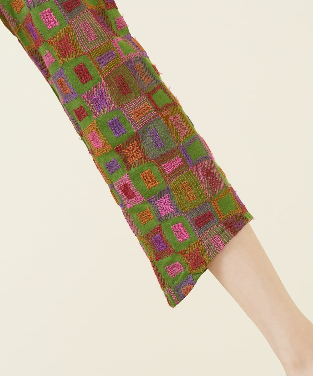 GBPAV73690 Sybilla(シビラ) ジオメトリック刺繍ジャージードレス グリーン