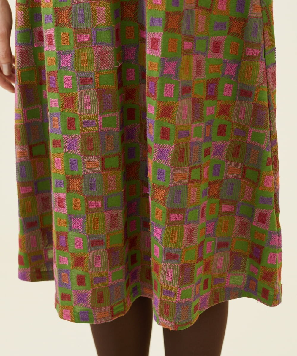 GBPAV73690 Sybilla(シビラ) ジオメトリック刺繍ジャージードレス グリーン