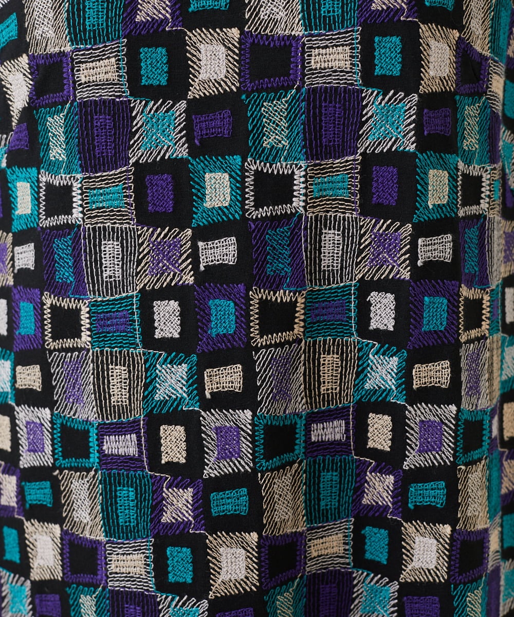 GBPAV73690 Sybilla(シビラ) ジオメトリック刺繍ジャージードレス ブラック