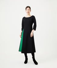 GBPCD01630 Sybilla(シビラ) スリットレイヤードドレス ブラック×グリーン