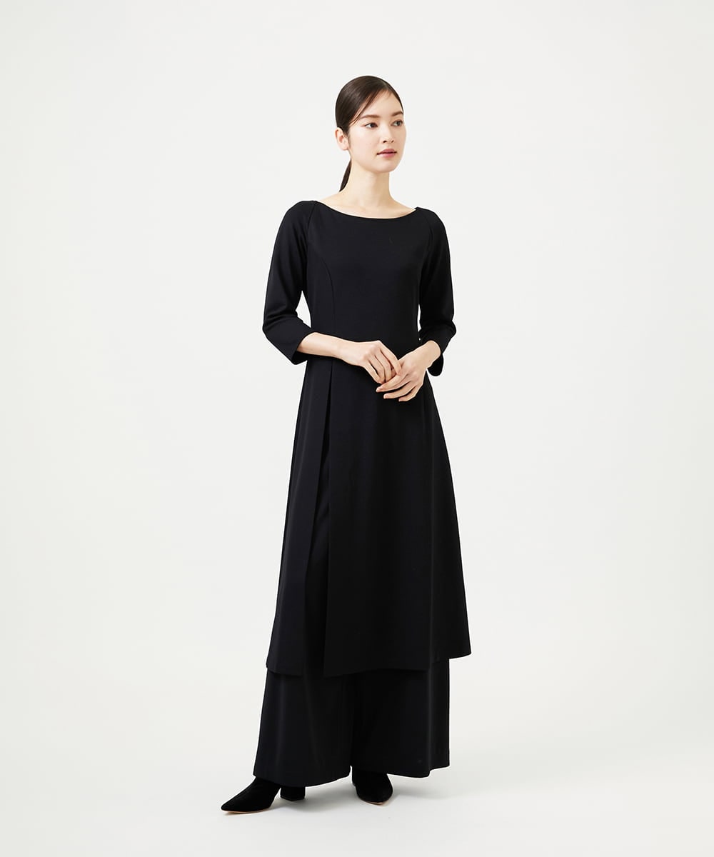 GBPCD01630 Sybilla(シビラ) スリットレイヤードドレス ブラック×グリーン