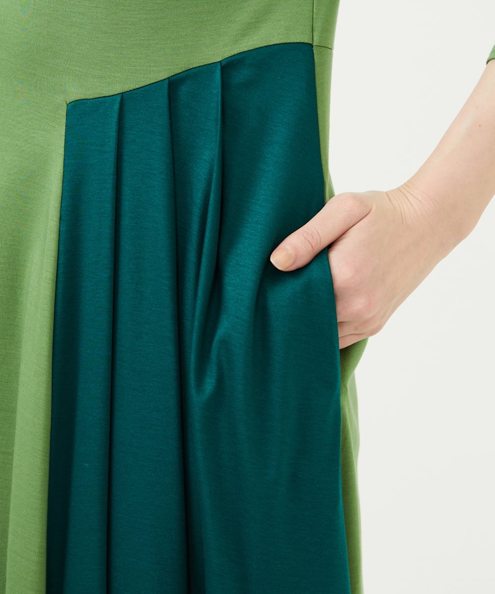 GBPEE04540 Sybilla(シビラ) バイカラージャージードレス グリーン系