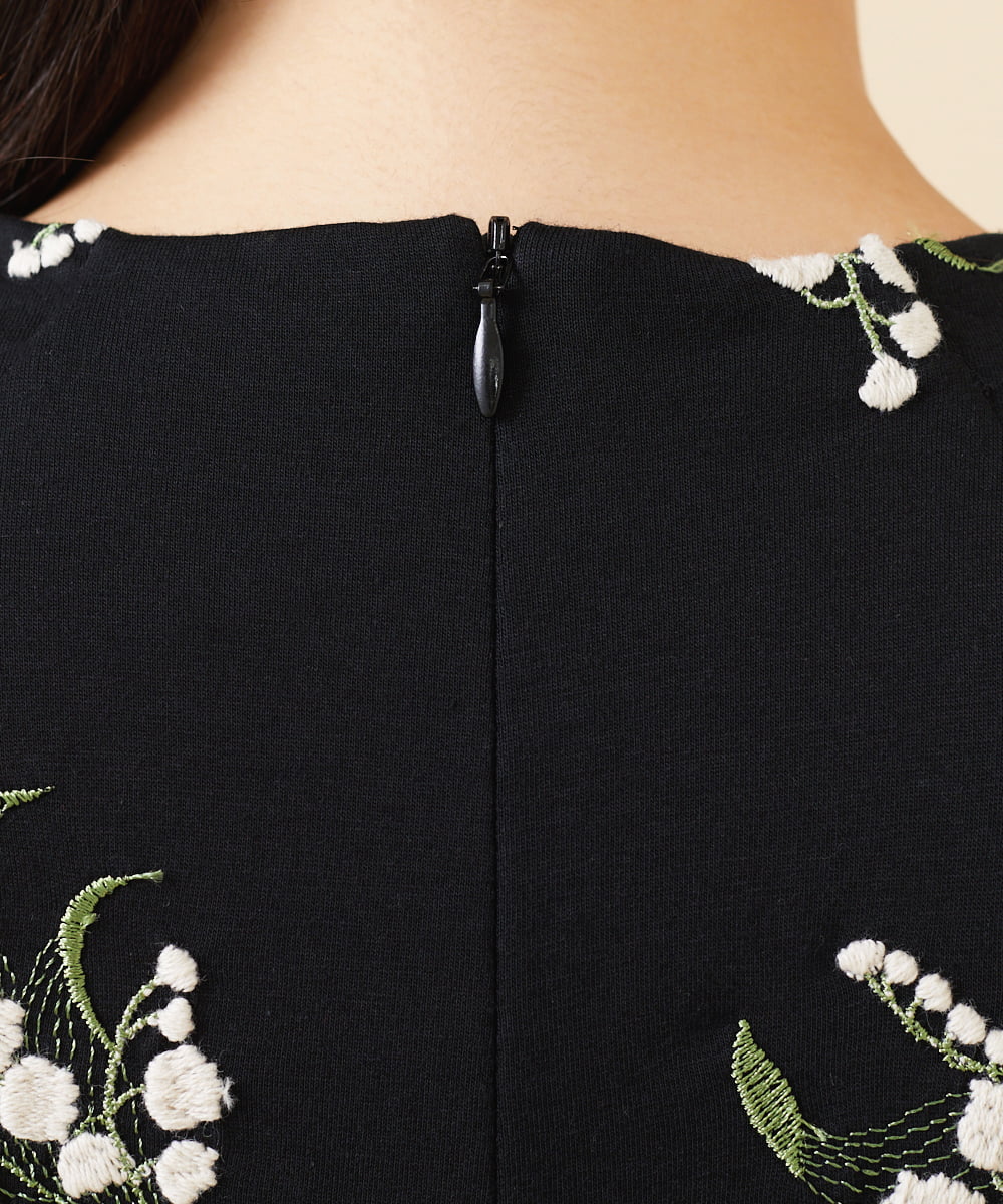 GBPEV16630 Sybilla(シビラ) スズラン刺繍ジャージードレス ブラック