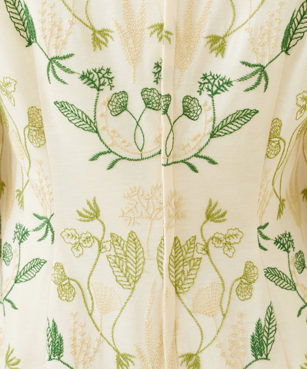 GBPEW18690 Sybilla(シビラ) ボタニカル刺繍ジャージードレス ベージュ