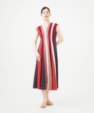 GBPGB44630 Sybilla(シビラ) パッチワークストライプドレス レッド系