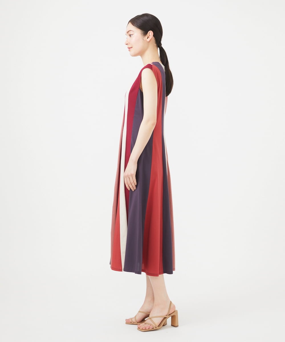 GBPGB44630 Sybilla(シビラ) パッチワークストライプドレス レッド系