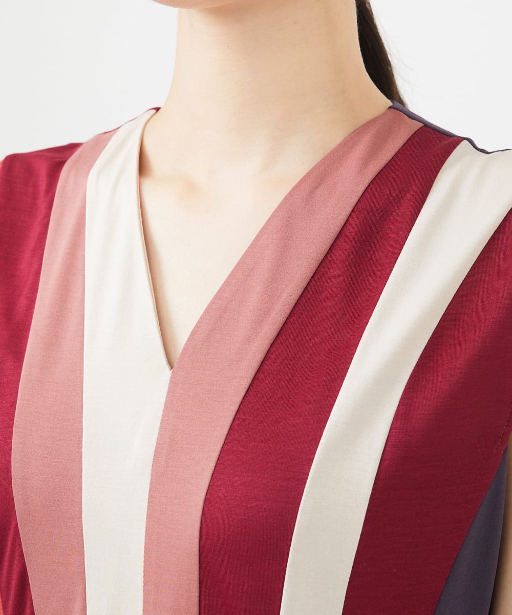 GBPGB44630 Sybilla(シビラ) パッチワークストライプドレス レッド系