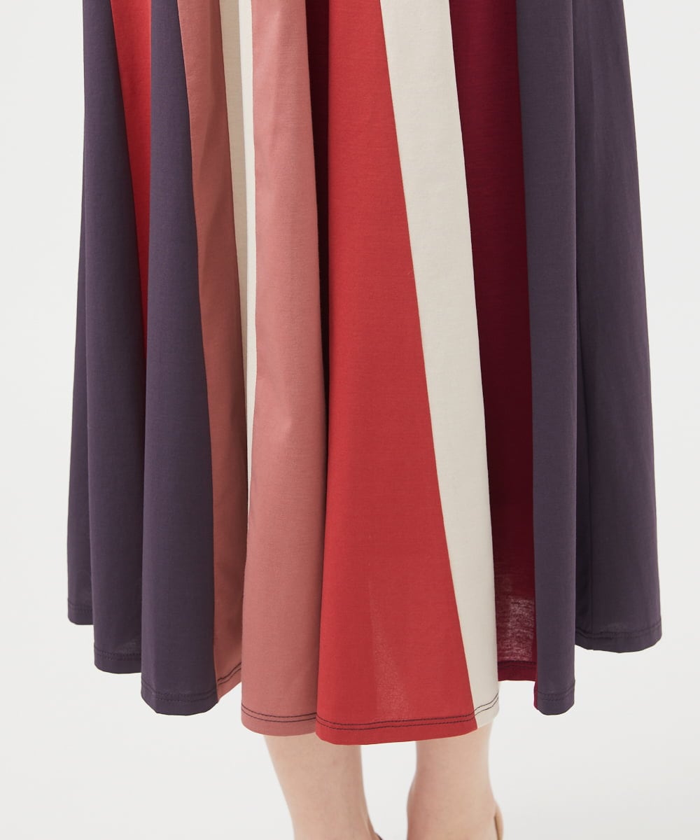 GBPGB44630 Sybilla(シビラ) パッチワークストライプドレス レッド系