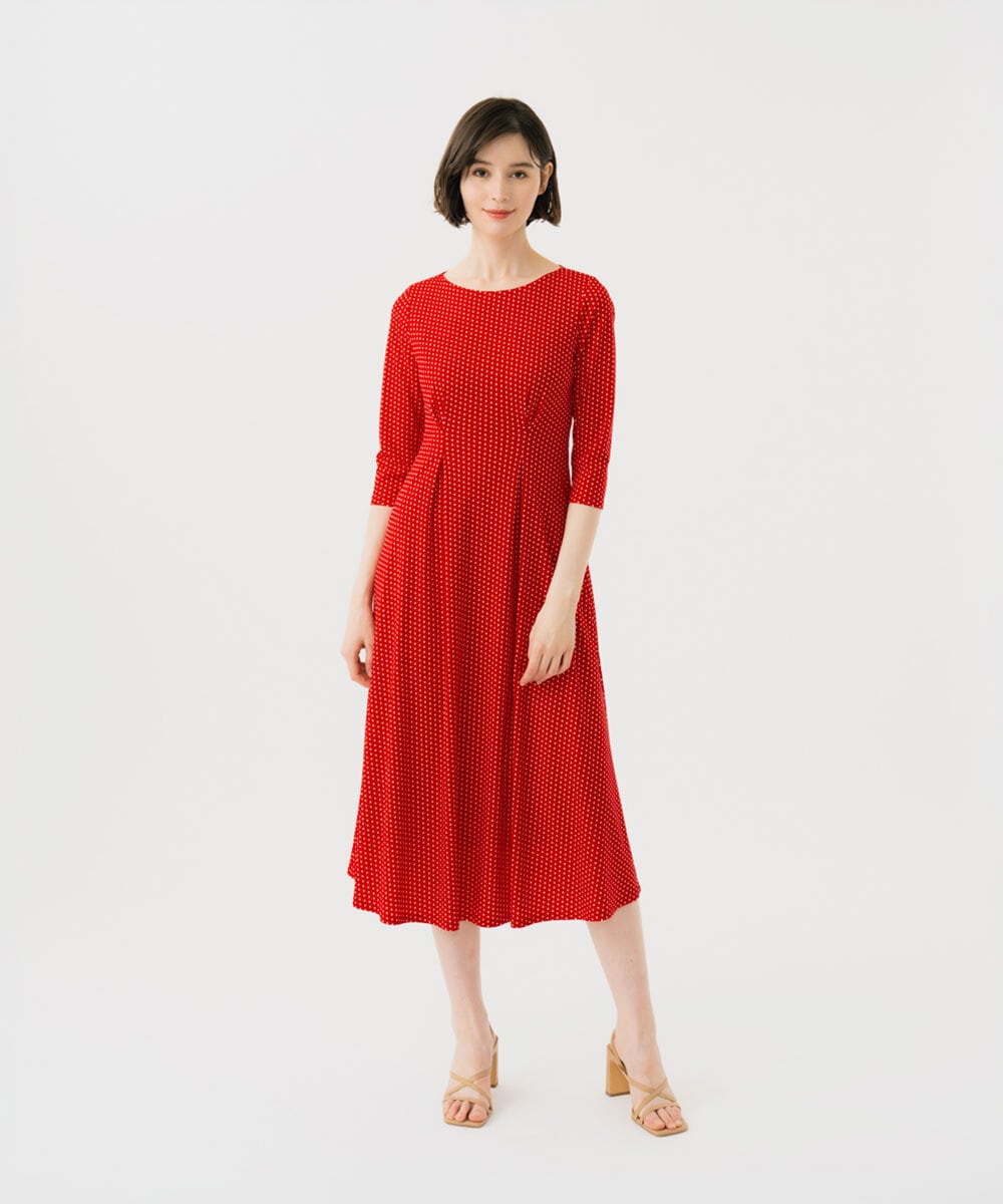 GBPGD01600 Sybilla(シビラ) ドットプリントジャージードレス レッド