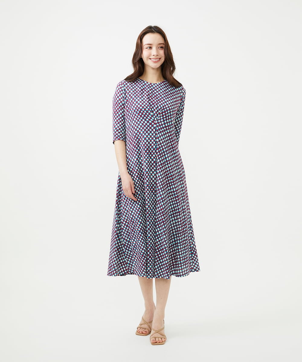 GBPGE41540 Sybilla(シビラ) チェックプリントジャージードレス ブルー系