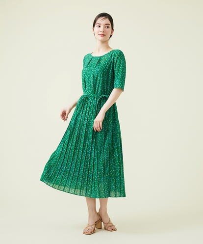 GBPGT72530 Sybilla ドットプリントプリーツジャージーワンピース