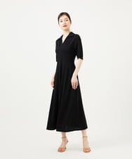 GBPJB01600 Sybilla(シビラ) スキッパー梨地ジャージードレス ブラック