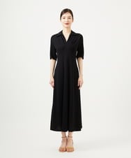 GBPJB01600 Sybilla(シビラ) スキッパー梨地ジャージードレス ブラック