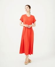 GBPJD01400 Sybilla(シビラ) 配色ステッチジャージードレス オレンジレッド