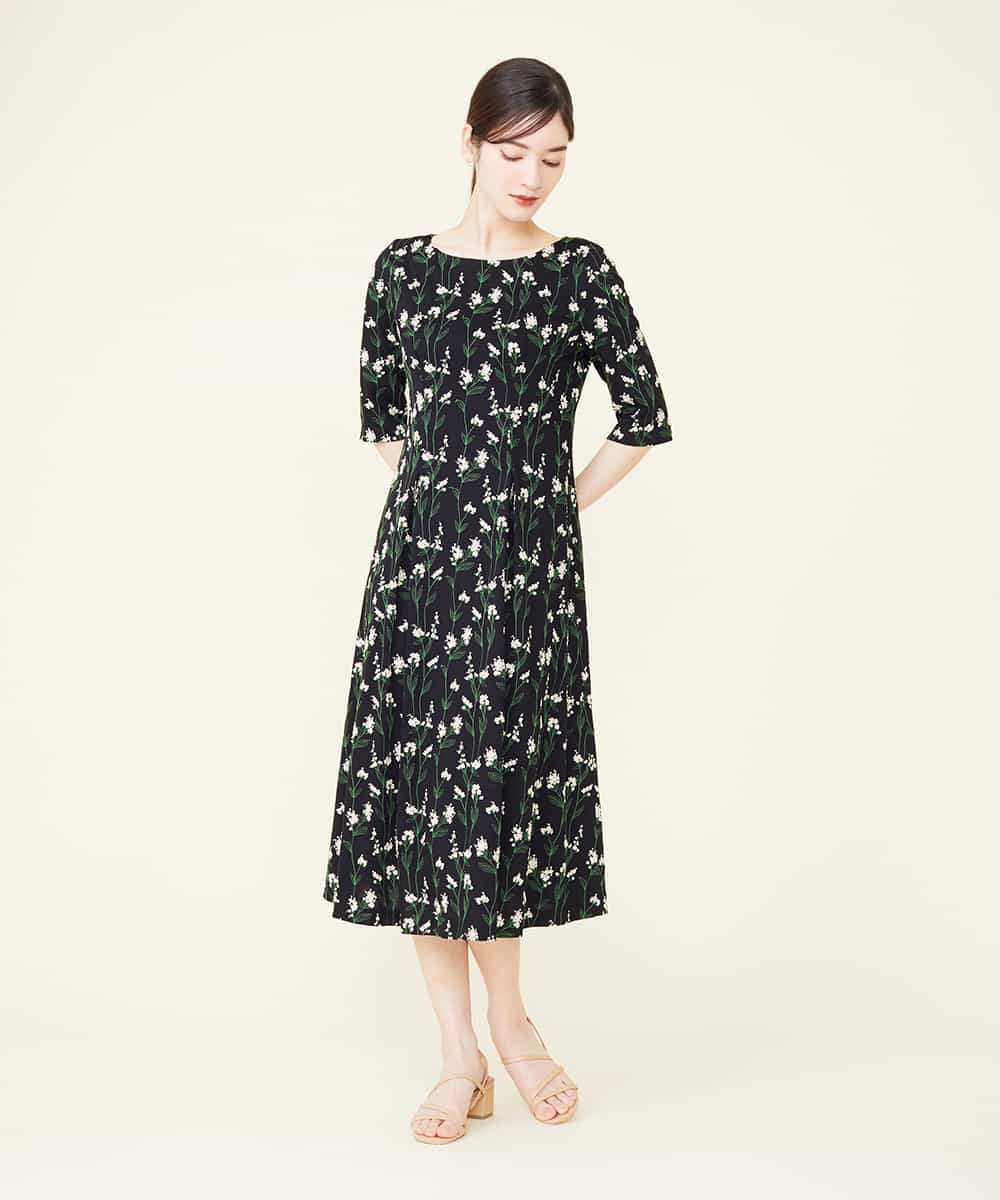 GBPJM90590 Sybilla(シビラ) フラワー刺繍ドレス ブラック