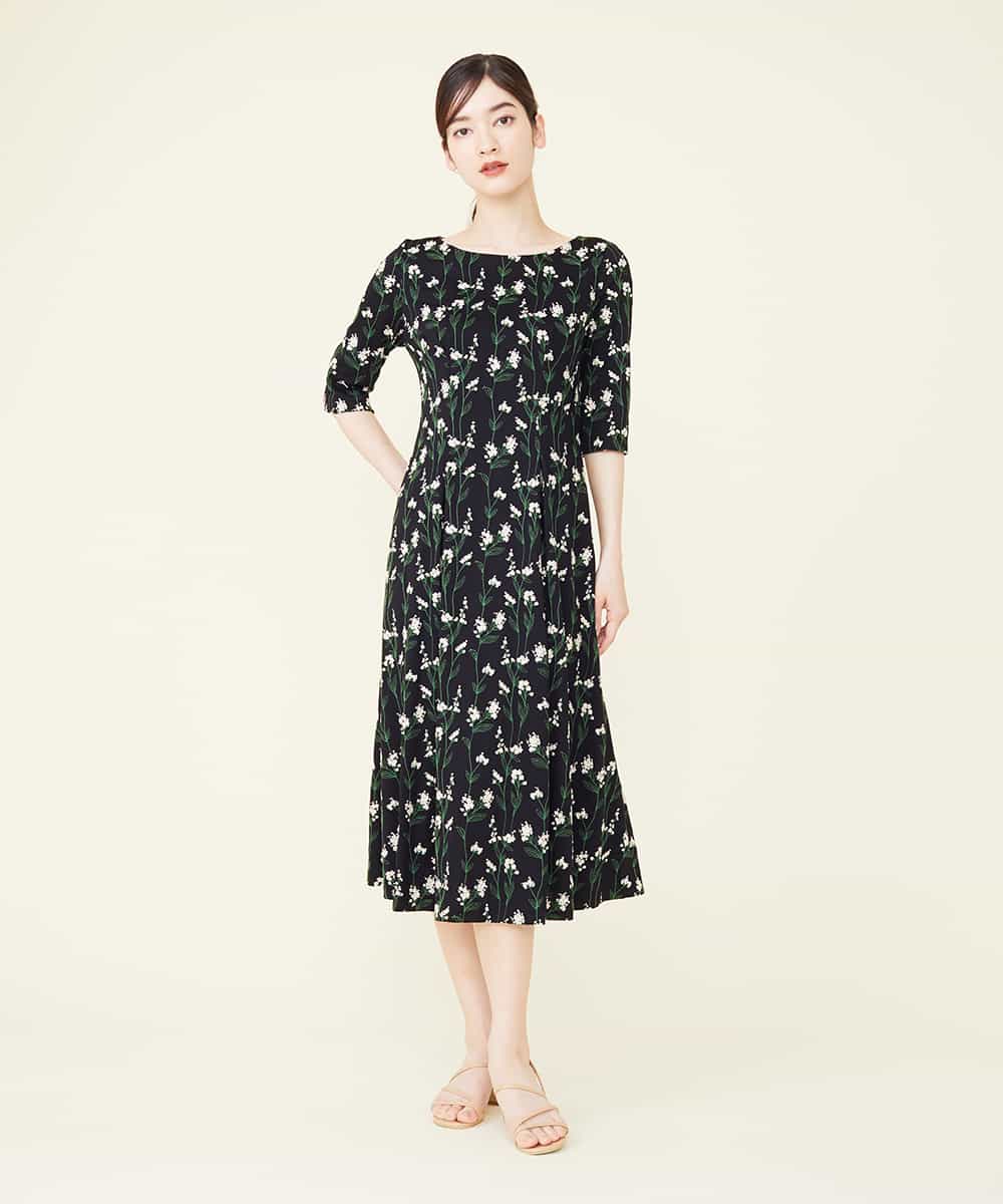 GBPJM90590 Sybilla(シビラ) フラワー刺繍ドレス ブラック
