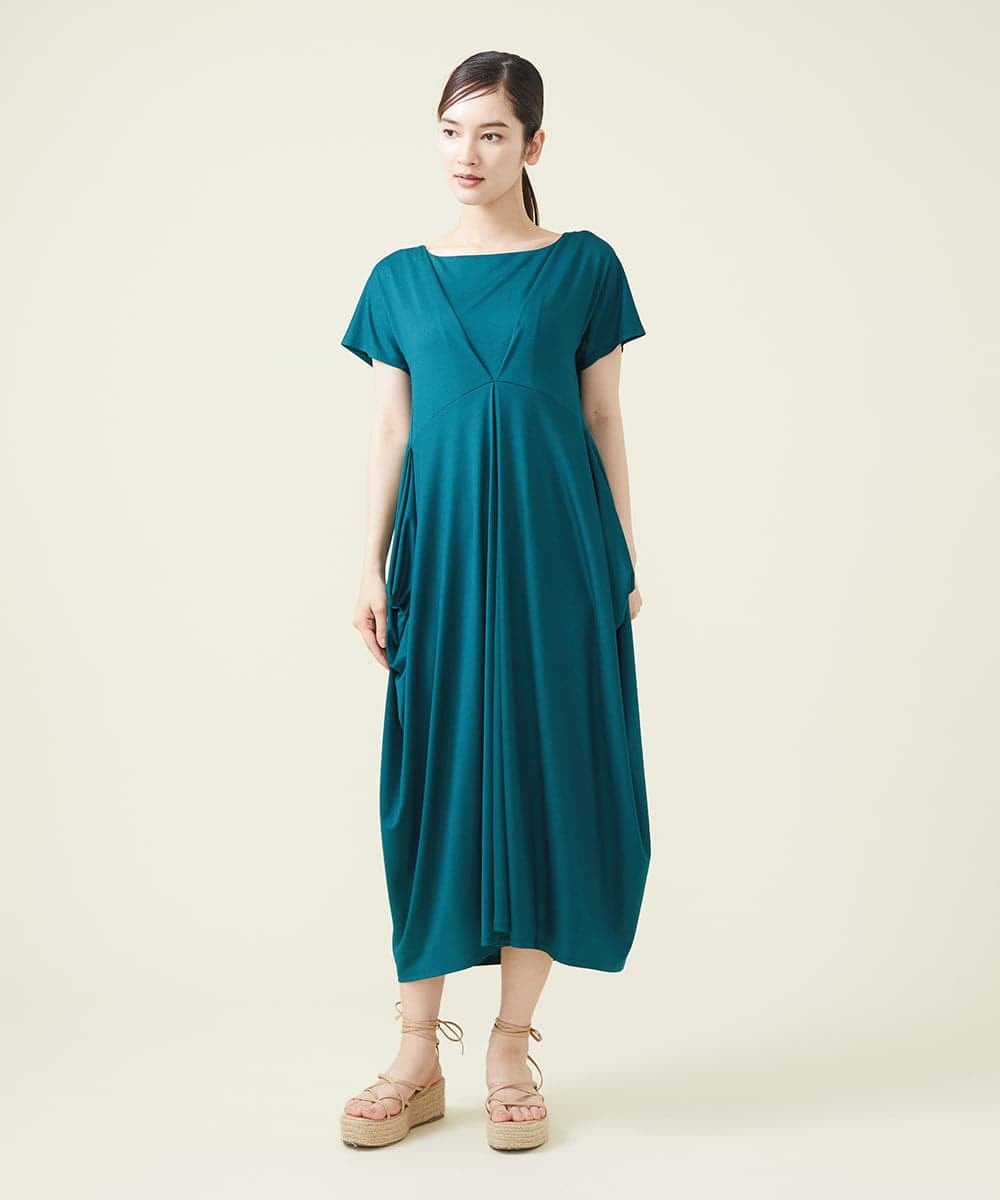GBPJS74450 Sybilla(シビラ) コクーンシルエットジャージードレス グリーン