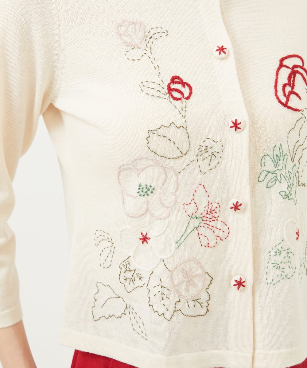 GBSAD34600 Sybilla(シビラ) ステッチフラワー刺繍カーディガン アイボリー