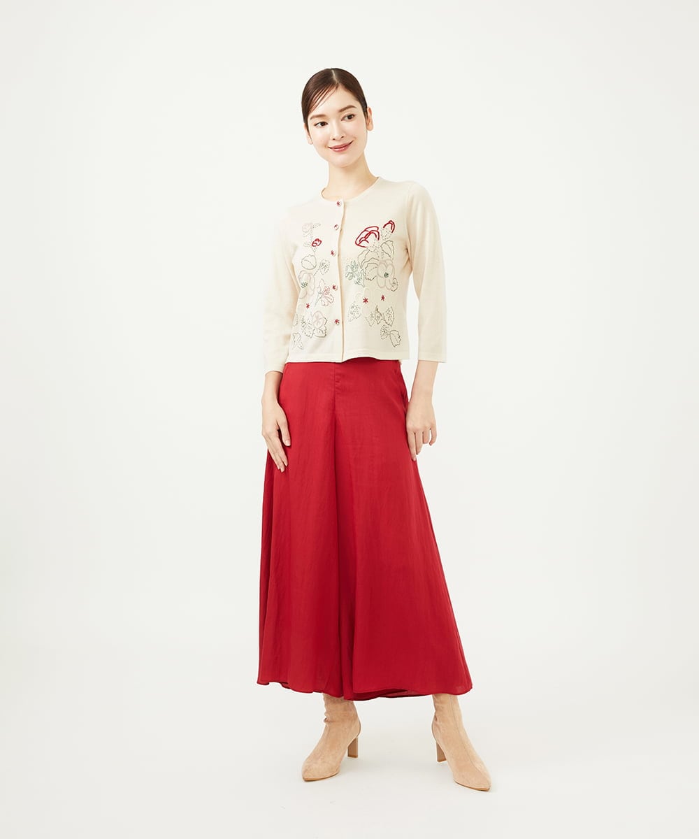GBSAD34600 Sybilla(シビラ) ステッチフラワー刺繍カーディガン アイボリー