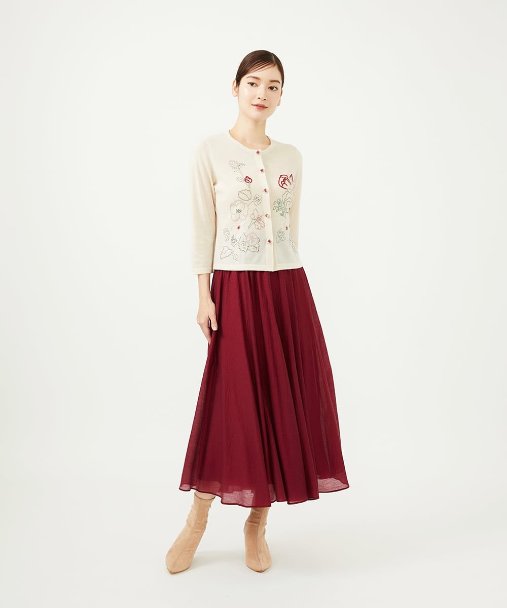 GBSAD34600 Sybilla(シビラ) ステッチフラワー刺繍カーディガン アイボリー